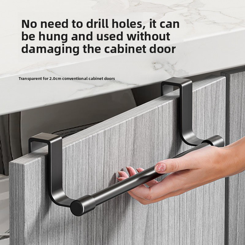 Porte-serviettes suspendu sans perceuse pour cuisine, organisateur de rangement sur porte d'armoire pour gants de torchon, porte-éponge
