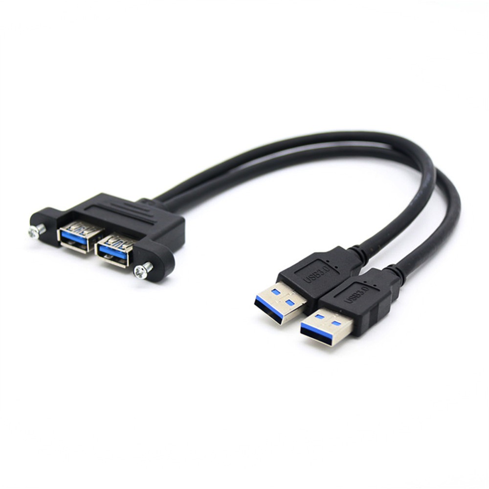 Dual USB 3.0 Male to Dual USB 3.0 Female USB 3.0 Extension Cable with Screw Panel Mount Male to Female M/F 0.5/1/1.5m
