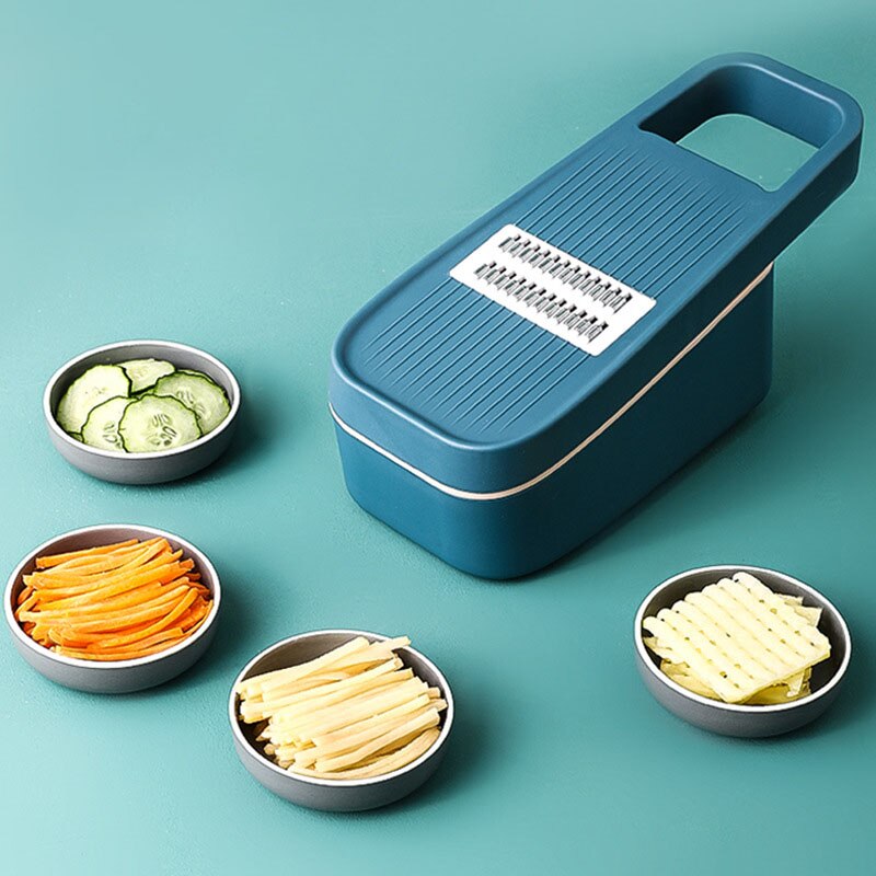 Trancheuse multifonctionnelle pour pommes de terre, carottes, concombre, Mandoline, râpe, avec passoire, outils de cuisine pour fruits et légumes