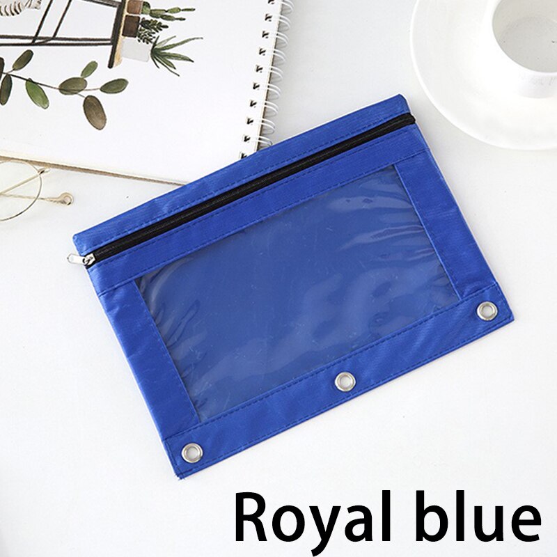 Sac porte-fichiers de documents | Sac de papeterie scolaire et de bureau 1Pc, sac à crayons avec fermeture éclair, pochette avec anneau Rivet, 3 trous: 6