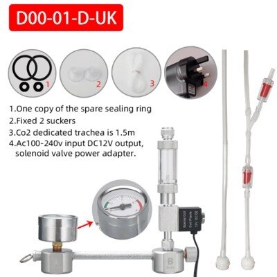 Zrdr Wyin Aquarium CO2 Generator Systeem Diy Kit Magneetventiel Druk Luchtstroom Aanpassing Water Plant Fish Co2 Klep Diffuser: D00-01-D-UK