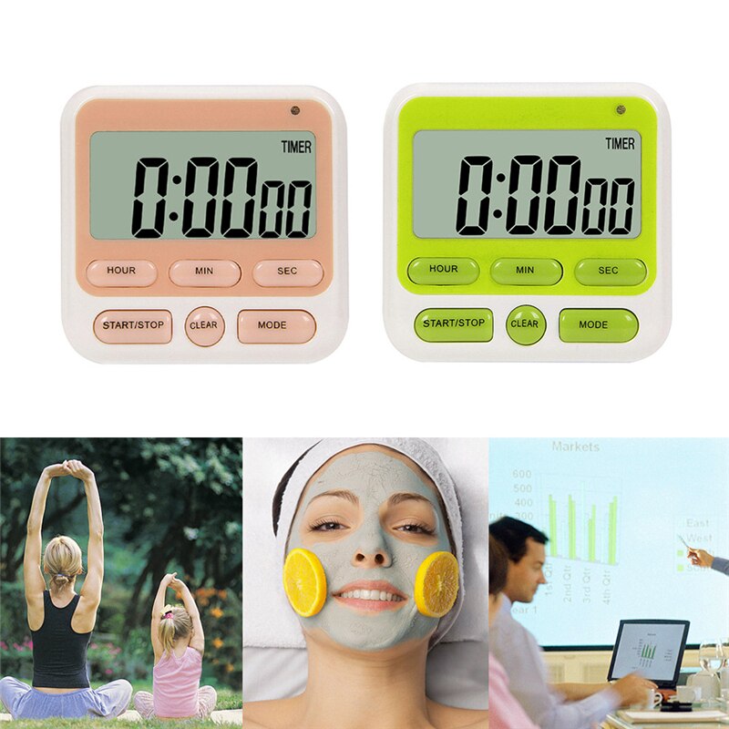Digital Screen Kitchen Timer Large Display Square Cooking Count Up Countdown Alarm Clock Sleep Stopwatch Clock Kitchen Accessory