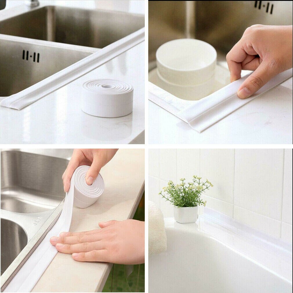 1Roll Bath Wall Sealing Strip Waterproof Self-Adhesive Kitchen Caulk Tape 2.2cm*320cm