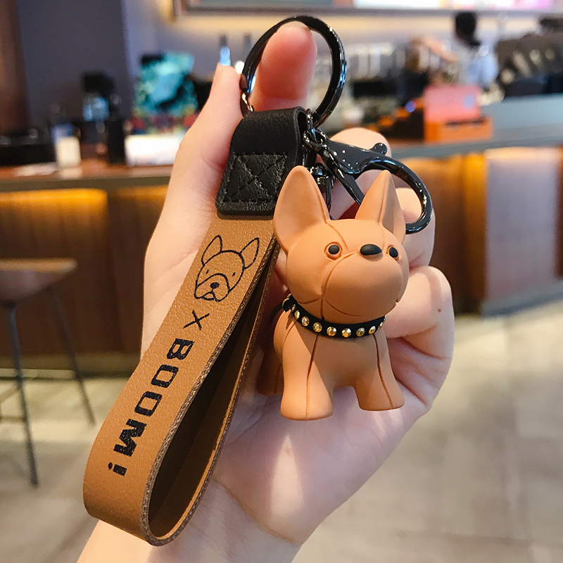 Fadou-Llavero de coche con forma de cachorro, exquisito colgante de bulldog de celebridad de Internet para mujer, colgante de mochila escolar para niños, llavero para amantes