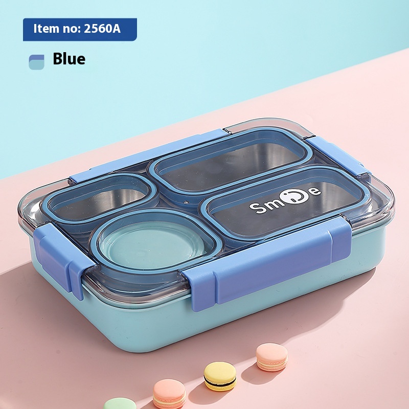 Stainless Steel 4 Divided Compartments Bento Lunch Box Kids Insulated Lunch Box for School Office Kitchen Food Storage Container: Red