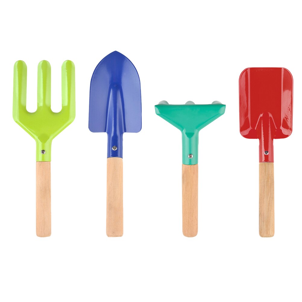 1 Set Kids Gardening Tools Shovels Fork Rake Trowel Kit with Wooden Handle