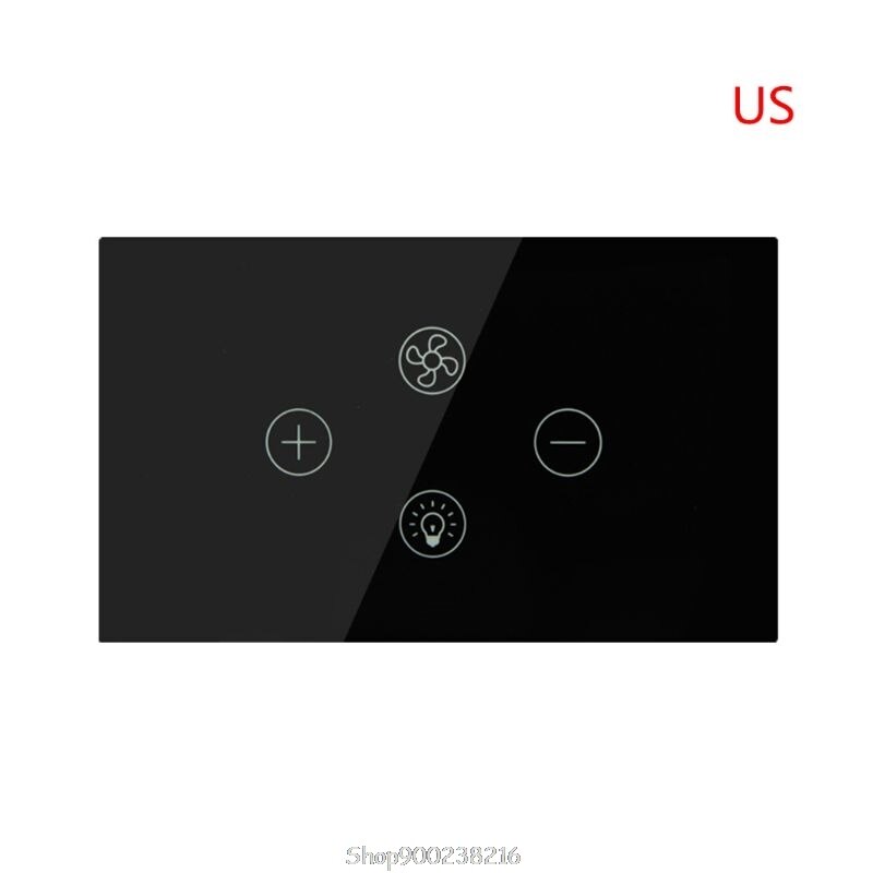 Smart Wifi Fan Light Switch EU/US Ceiling Fan Lamp Switch Hands-free Voice Control Timer Wireless Remote Control D24 20: BK-US