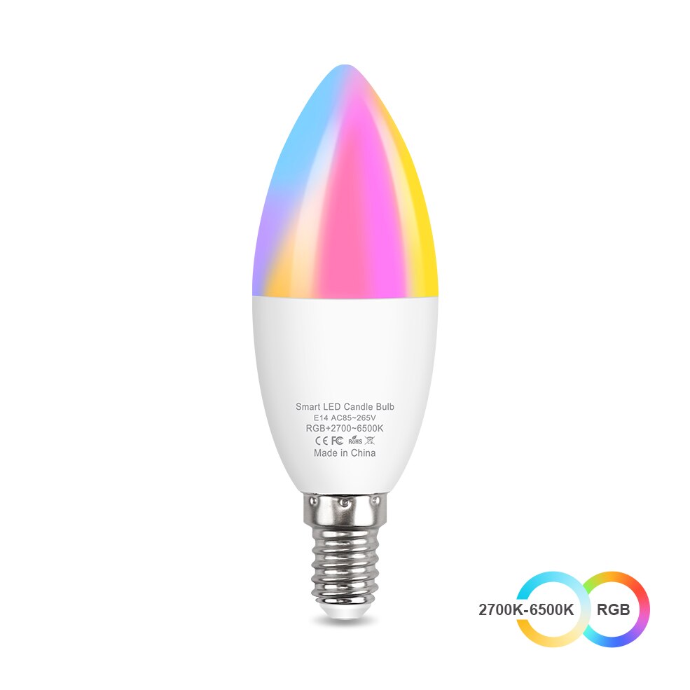 Wifi Led Bulb E14 RGB+CW+WW Candle Light Bulb Tuya Smart Life APP Control Led Lamp Work With Siri Alexa Google Home Assistant: 2PCS
