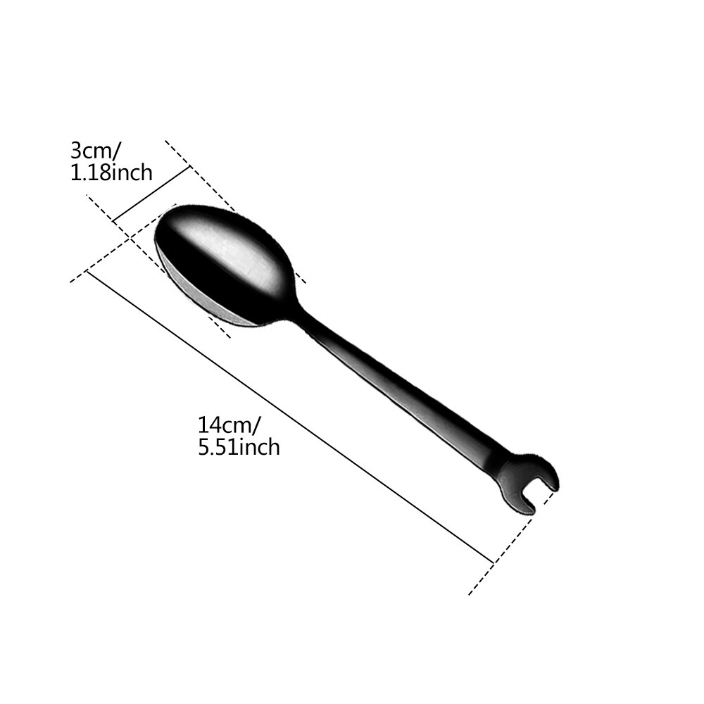 Stainless Steel Dinnerware Set Wrench Shape Fork Spoon Knife Tableware For Dinner Western Utensils Table Cutlery Set: Black Spoon S