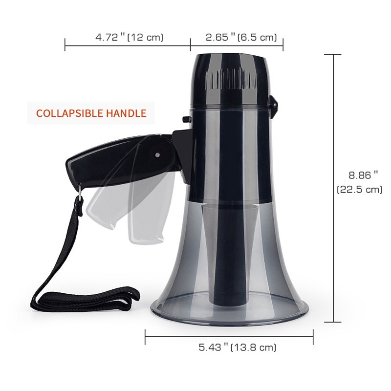 Altoparlante megafono Bullhorn da 20 Watt con sirena integrata e modalità di allarme con registrazione 240S e porta USB