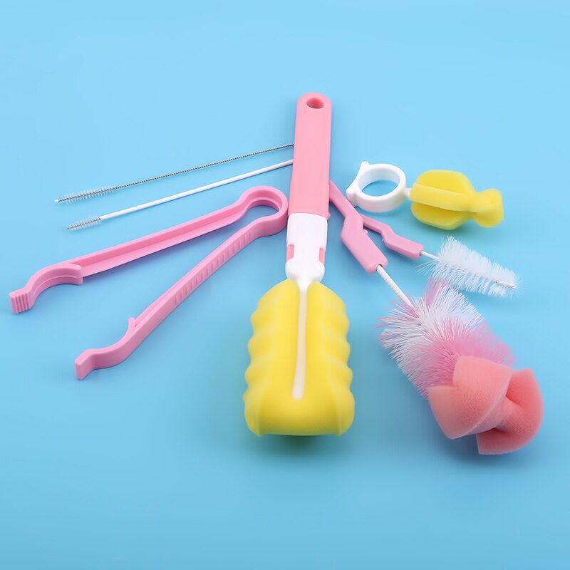 7Pcs/set Baby Bottle Brushes Brush 360-degree Rotating Head Cleaning Washing Brush Tools Straw Brush Set