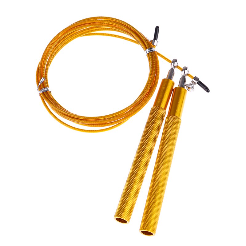8 Colors Sport Speed Jump Rope Ball Bearing Metal Handle Skipping Stainless Steel Cable Fitness Equipment: Gold