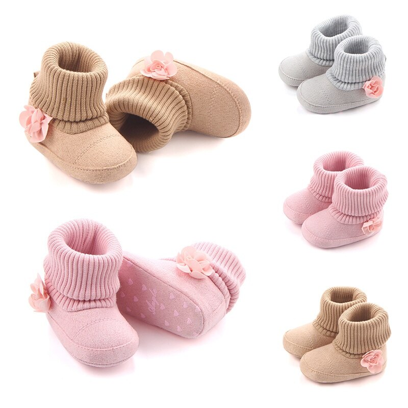 Baby Boots Winter Baby Girl Boots Warm Soft Flowers Newborn Snow Boots Children's Shoes wf