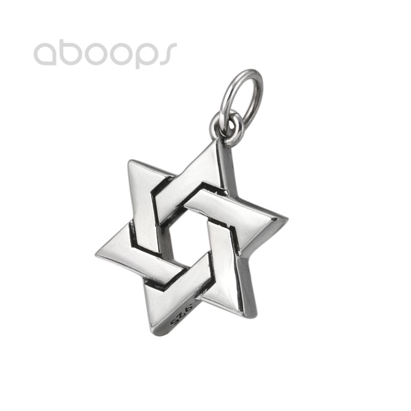 Plain 925 Sterling Silver Star of David Pendant for Men Women