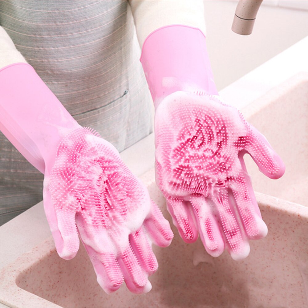 Guantes de silicona para lavar platos, 2 uds., guantes para fregar platos de limpieza, limpieza de cocina, grado alimenticio