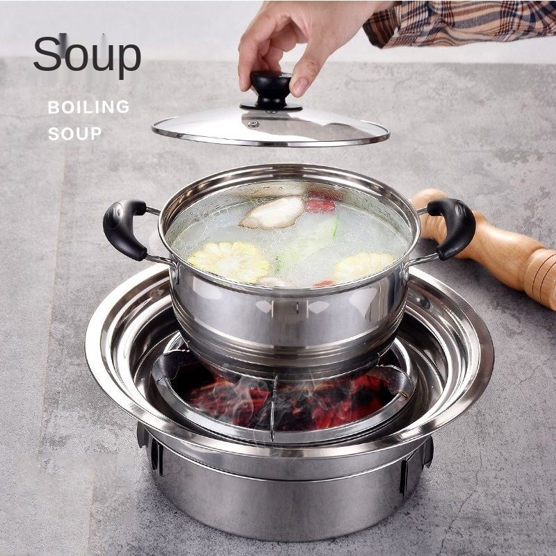 Stainless Steel Domestic Charcoal Barbecue Grill Commercial Round Non-stick Outdoor Camping Portable Charcoal Stove