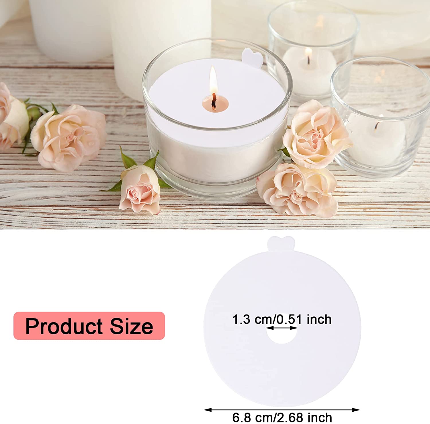 Cache-bougie anti-poussière jetable, 100 pièces, porte-bougie anti-goutte, papier blanc, couvercle à tirette pour artisanat, chandelle