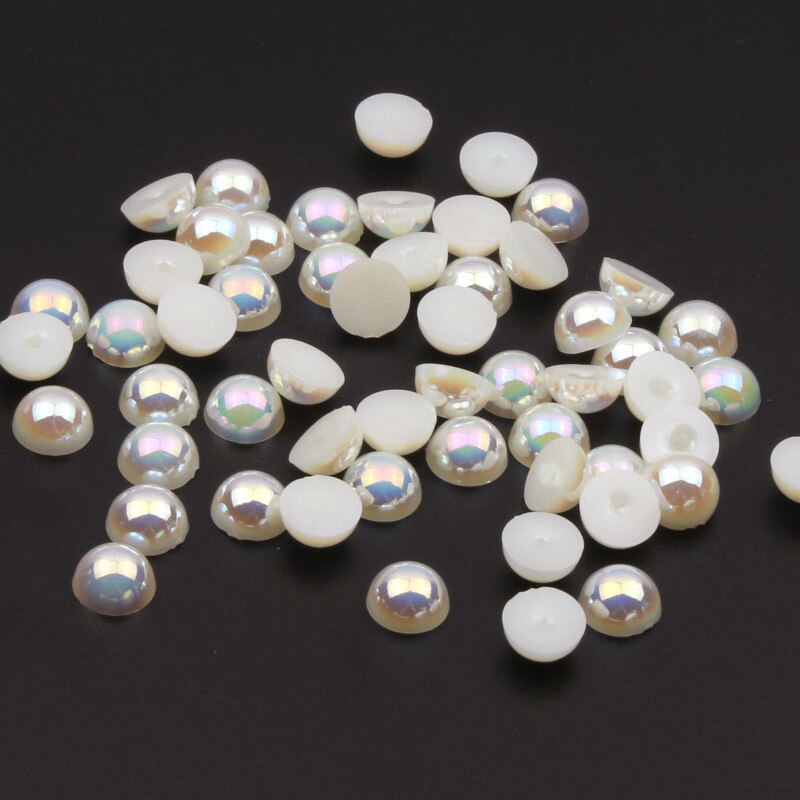 2-10mm White Ivory Half Round Pearl Beads Craft Cabochon Scrapbook Decoration Flatback Nail Art Garment Beads DIY: Ivory / 8mm 100ocs