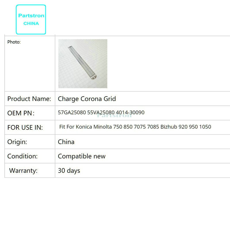 Lang levetid corona gitter 57 ga 25080 55 va 25080 4014-30090 passer til konica minolta 750 850 7075 7085 bizhub 920 950 1050