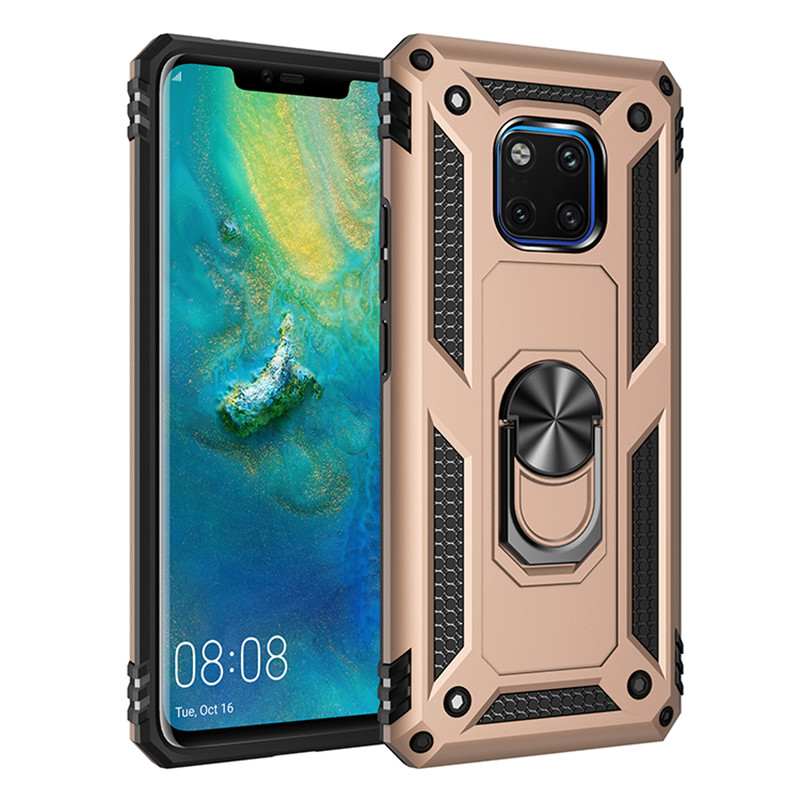 Til huawei mate 20 pro cover magnet bilring stativholder cover til huawei mate 20 pro lya -l09 lya -l29 silikone kofanger coque capas: Aluminium / Guld