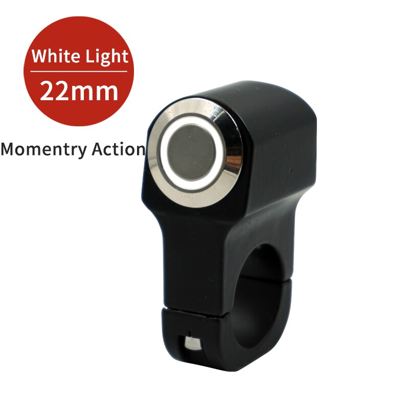 Motorcycle Switches ATV Scooter 22mm 24mm Handlebar Headlight Hazard Fog Light Switch Momentry/Latching ON-OFF Button with LED: White (22mm)M