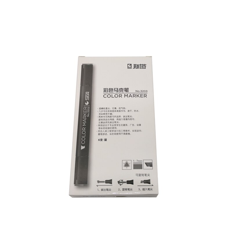 STA 6/12 Grau Farben Kunst Marker Graustufen Künstler Dual Kopf Marker einstellen für Pinsel Stift Malerei Marker Schule Schüler Lieferungen