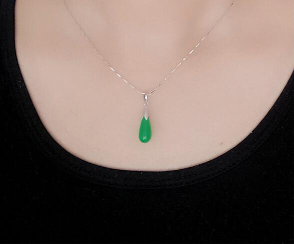 natural green Malay yu stone pendant 925 sterling silver necklace droplets earring pendant necklace jewelry