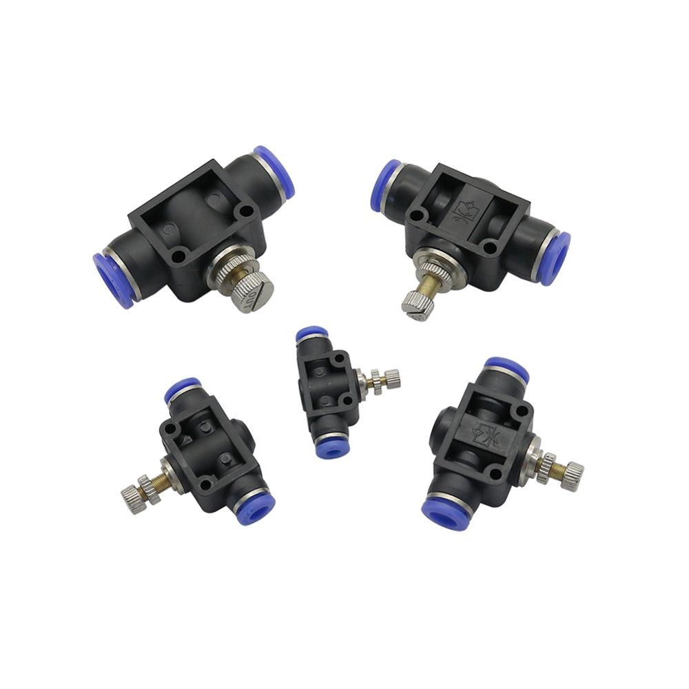 Pneumatic Airflow Regulator 4mm 6mm 8mm 10mm 12mm OD Hose Tube Gas Flow Adjust Valve Air Speed Control Valve Pneumatic Fitting
