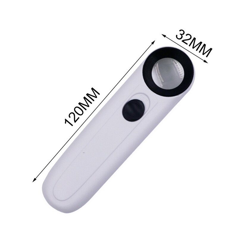 Handheld 40x Magnifier Magnifying Glass with 2 LED Light Handheld Magnifier Loupe Acrylic Lens Glass Loupe Loop