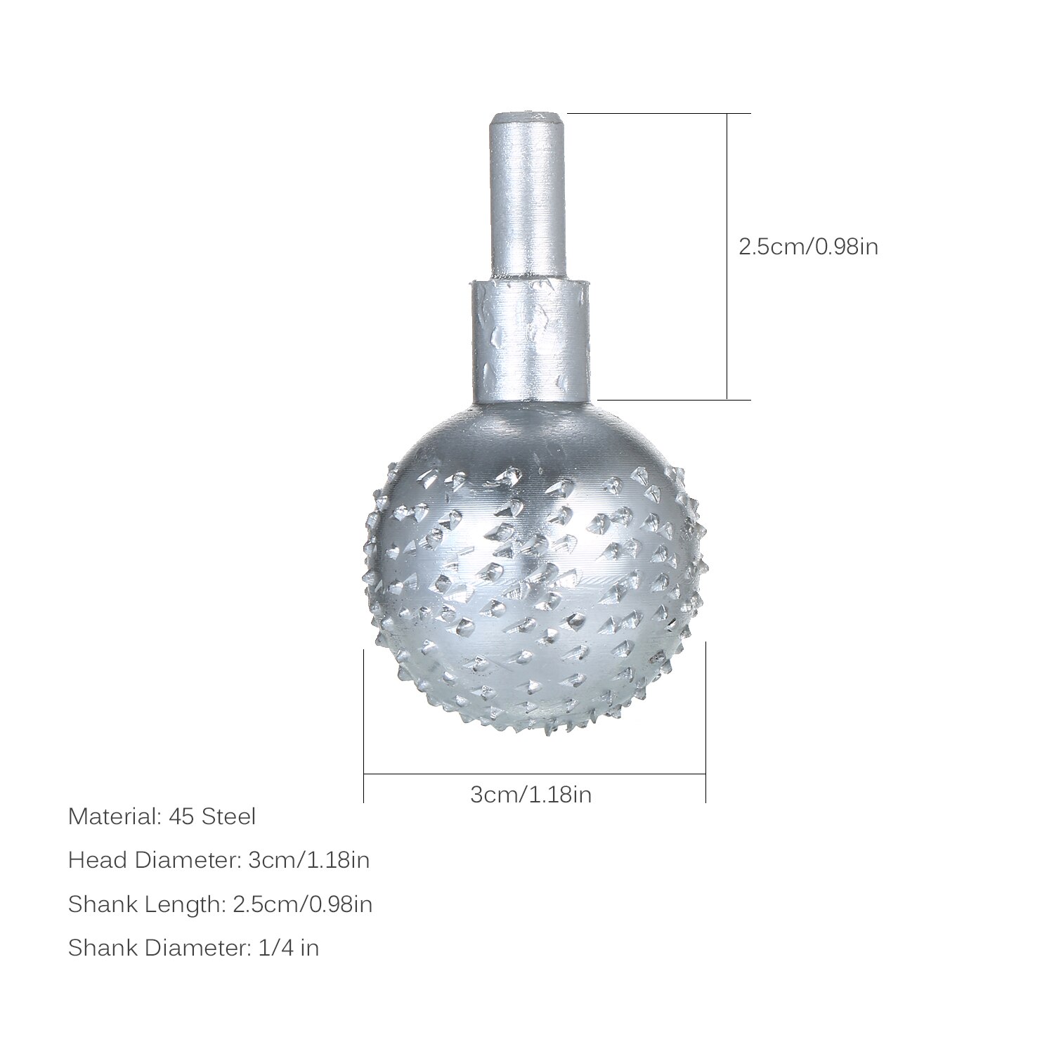 Woodworking Sphere Rotary Burr 1/4 inch Shank Carbide File Tungsten Steel Wood Carving Grinding Head Milling Cutter 3cm Head: Default Title