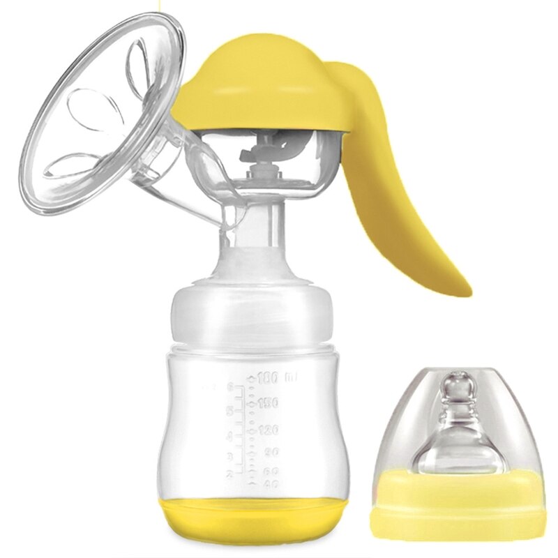 Portátil manual da bomba de mama mamilo do bebê mamilo mamadeira de alimentação garrafas de leite grau alimentador infantil prático: Yellow