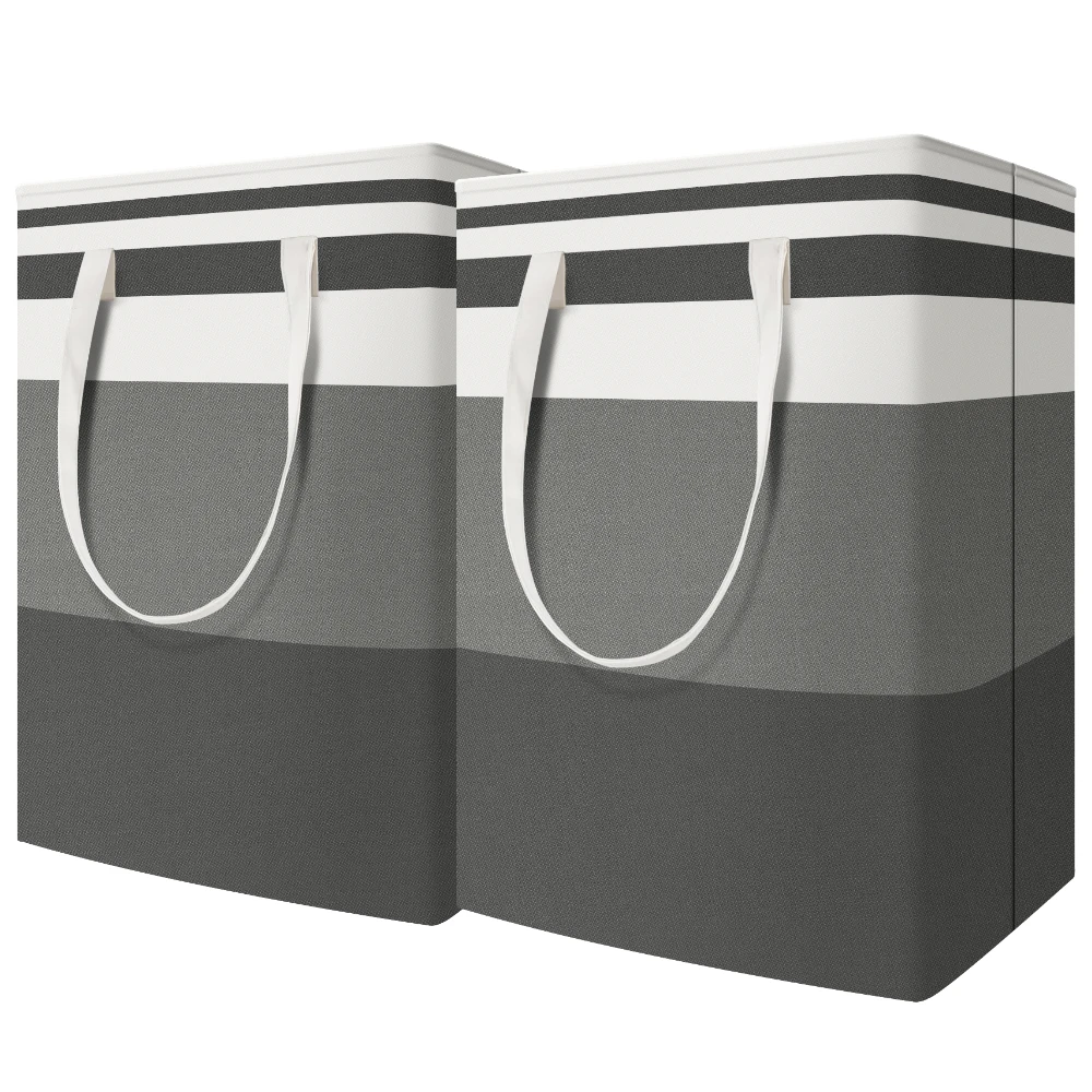 2Pc Gradient Grey 75L grandi cesti per la biancheria impermeabile Freestanding lavanderia organizzazione pieghevole cesto portabiancheria alto: Bronzo