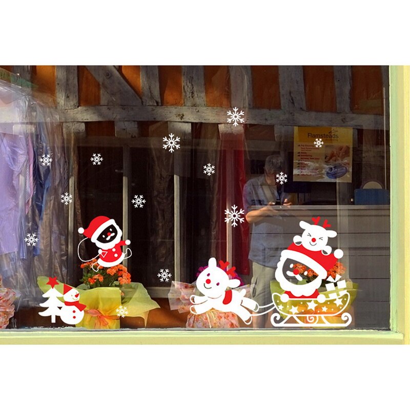 Christmas Window Decal Santa Claus Snowflake Decals Winter Wall Decals for Kids Rooms Christmas Year Window Decorations: 25x35 DMJ2535-001