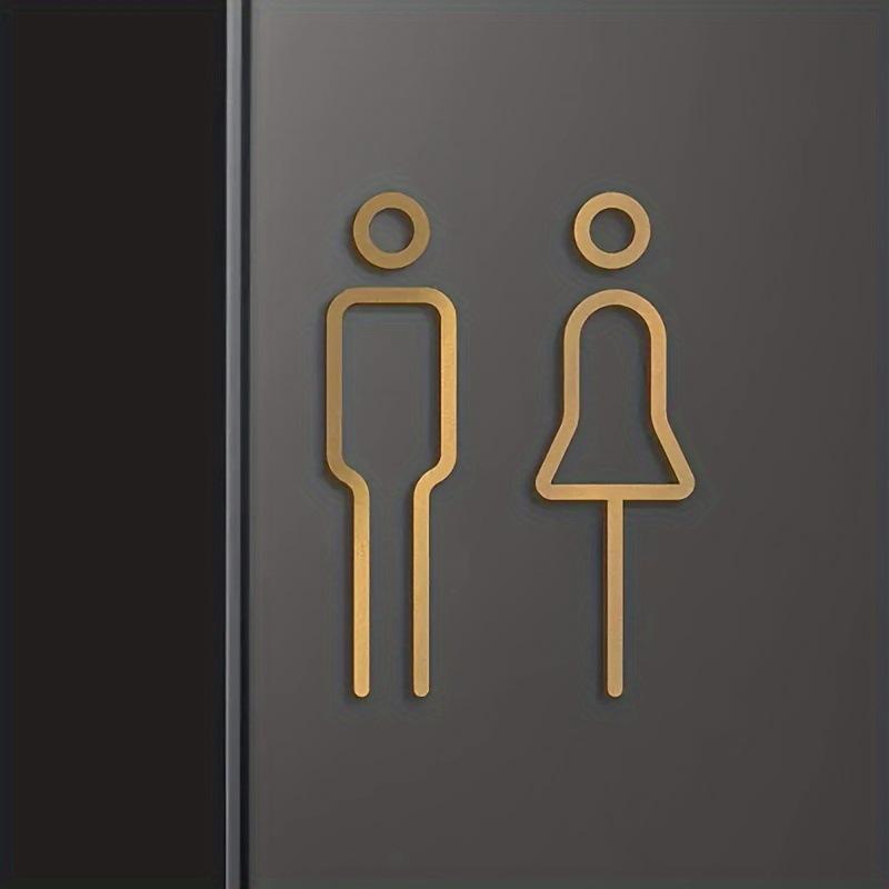 Black Gold Color Toilet Sign Plate Brass Wash Room Door Wall Label Sticker Wc Holder Signage Board