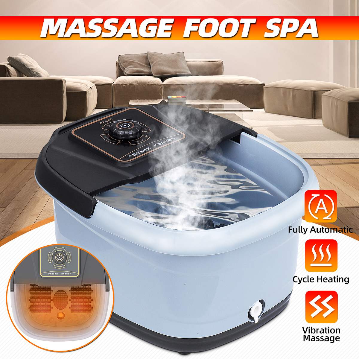 Automatische Voet Bad Voetenbad Massage Bub Rolling Trillingen Warmte Huishoudelijke Elektrische Massage Verwarming Voetenbad Voor Ontspanning 220V