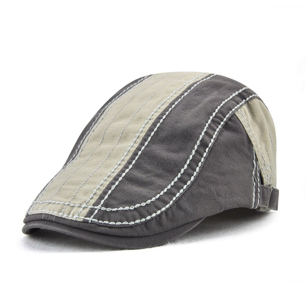 Jammont-Boina Retro con visera para hombre, gorro plano con visera de hiedra, de algodón suave, estilo Newsboy: Grey
