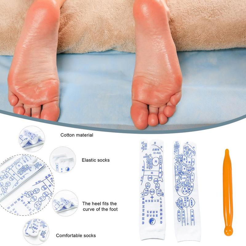 Fodpunkt sokker akupressur zoneterapi sokker fysioterapi massage lindre trætte fødder akupressur sokker akupunktur punkt pen