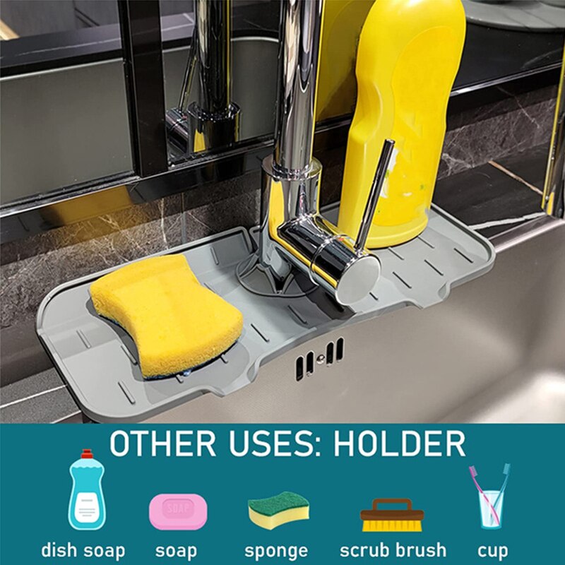 Silicone Faucet Mat For Kitchen Sink Splash Guard Bathroom Faucet Water Catcher Mat Sink Draining Pad Behind Faucet