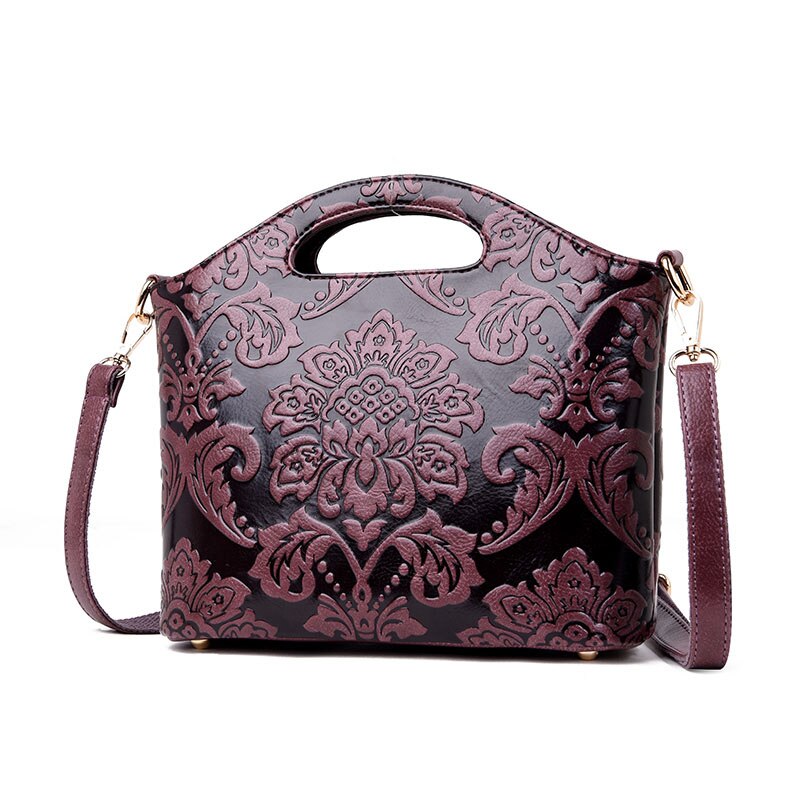 Klassisk dam handväska crossbody-väska i läder för kvinnor lyxigt märke kvinnor axelväska tygväska: Lila