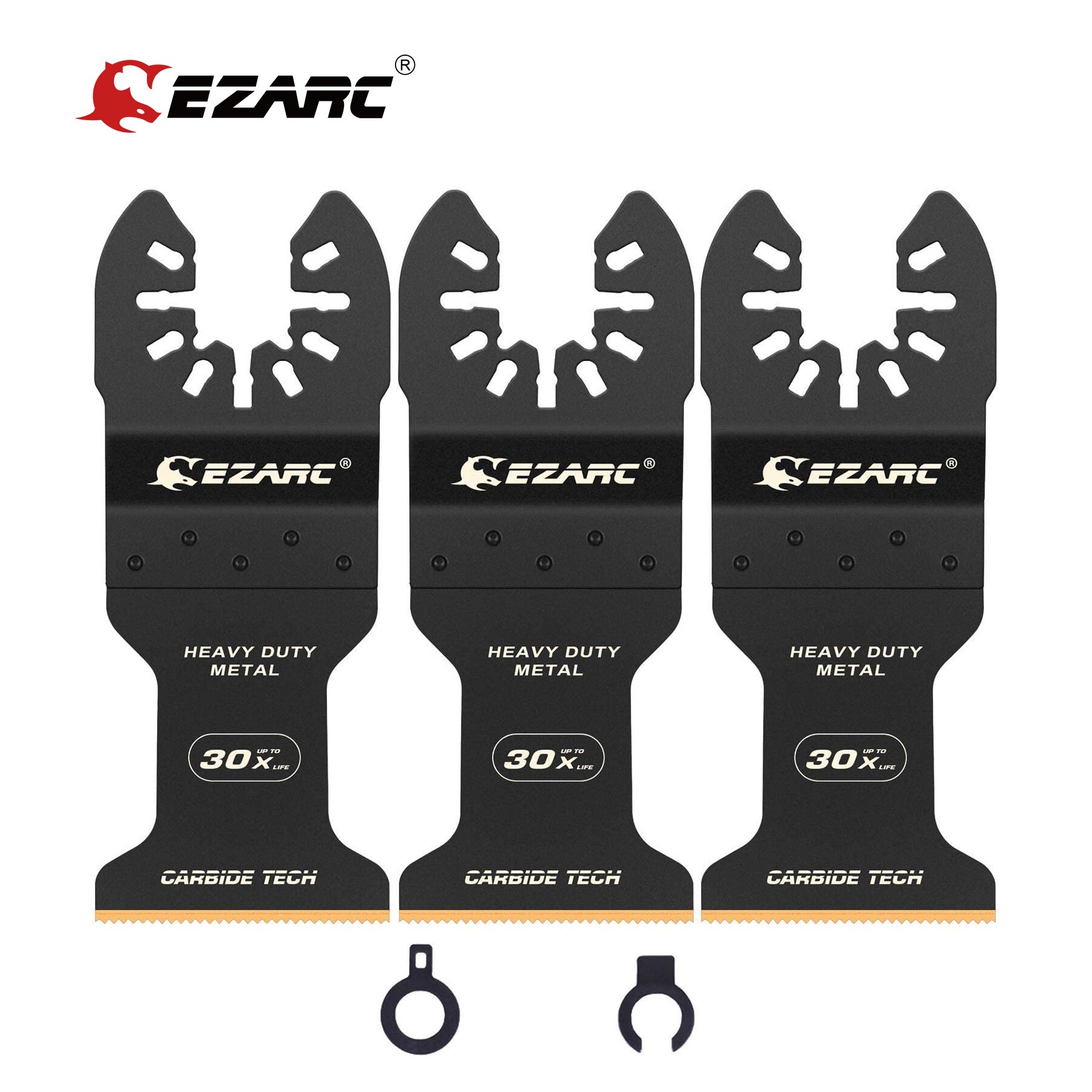 Ezarc Carbide Tand Mes Oscillerende Zaagbladen 3Pc,Multitool Oscillerende Tool Accessoires Voor Snijden Metalen, stalen Nagels, Schroeven: Default Title