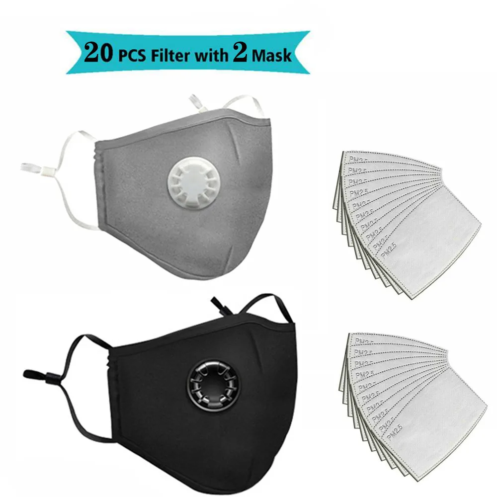 Herbruikbare wasbare gezichtsmaskers met 10 vervangbare pm2.5-filter Mondstof Winddicht katoenen ventielmasker met brilmasker: Violet