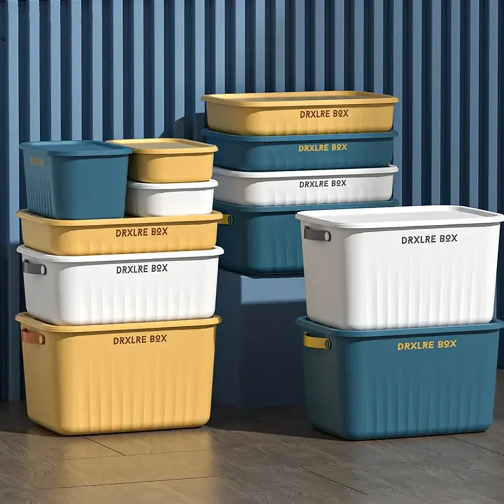 Household Sundries Toy Storage Box Plastic Closet Wardrobe Desk Organizers Clothes Kitchen Storage Large Capac Container Baskets