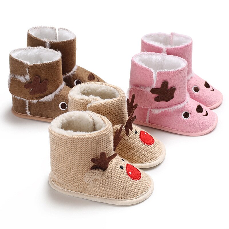 Nette Schnee Baumwolle Warme Stiefel Kleinkind Weiche Sohlen Neugeborenen Winter Baby Schuhe für Mädchen Anti-Unterhose Weihnachten Booties 0-18M