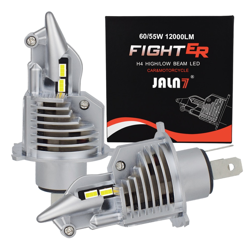 JALN7 Fighter-bombilla de faro LED H4, HS1, HB2, 12V, 60/55W, haz de Hilo, lámpara automática, 6500K, superblanco, amarillo, 3000K