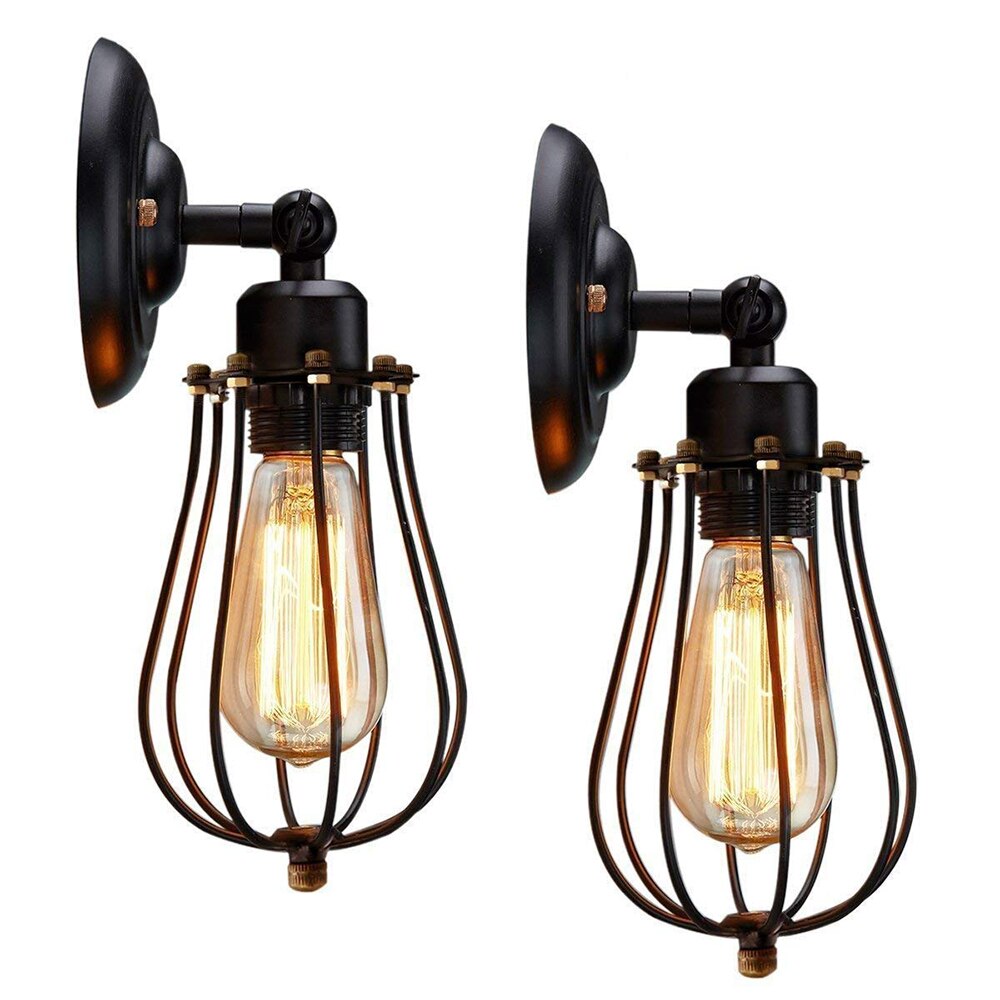 Rustic State Set of 1/2/3/4 Fixture Metal Wire Cage Lamp Guard Vintage Style Lamp Cage Lamp shades Bulb Guard Lamp Cage D30: 2 Pack