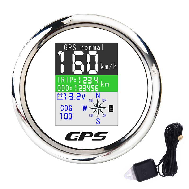 85mm schermo TFT impermeabile tachimetro GPS digitale calibro MPH nodi Km/h antenna GPS regolata per contachilometri moto auto barca