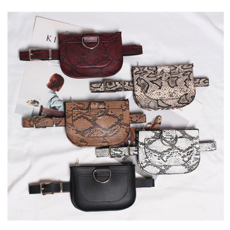 Women's Snake Print PU Leather Fanny Pack - Fashionable Waist Belt Bag
