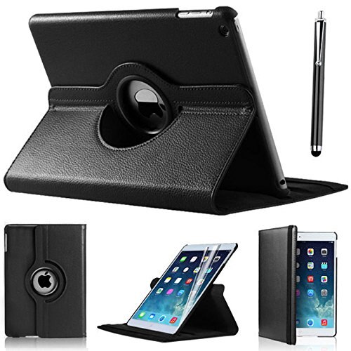 Étui en cuir rotatif à 360 degrés pour apple ipad air 1 air 2 5 6 ipad 9.7 a1822 a1823 a1893 coque funda: Noir