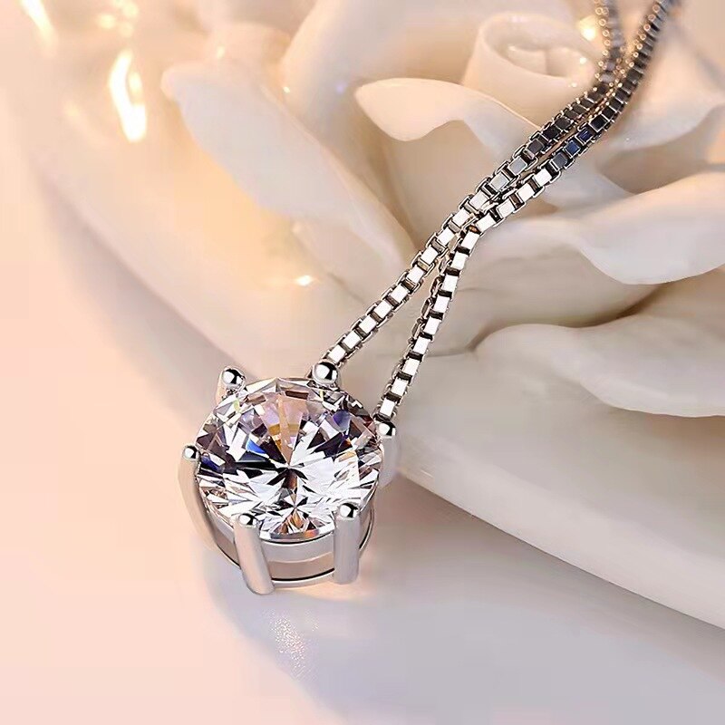 Classic Klauwen Crystal Zirkoon Hanger Ketting Voor Vrouwen Meisje Mode Zilveren Kleur Wit Zirkoon Bruiloft Ketting Sieraden