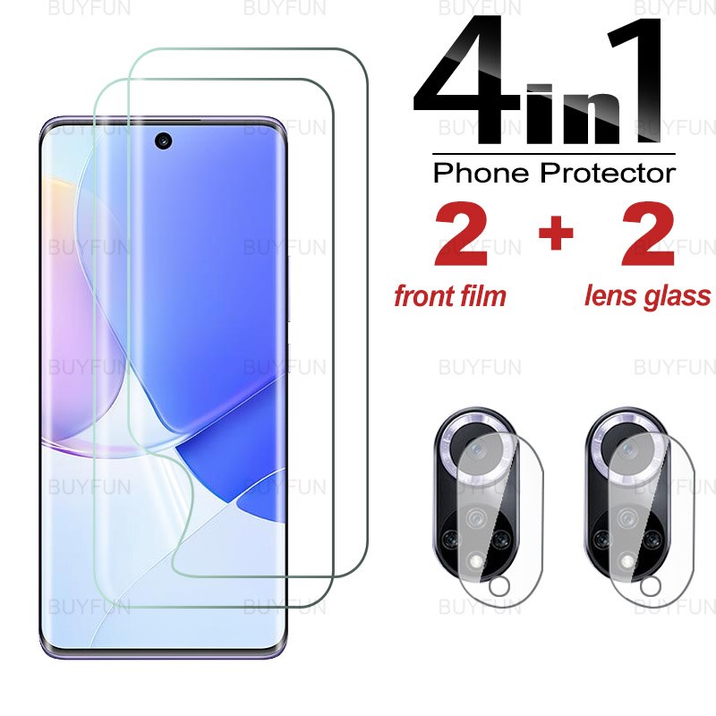 Für Huawei nova 9 6.57 &#39;&#39;4in1 Vorderseite Hydrogel Film für huawei huawie huawey nova 9 SE Anti-Fingerabdruck weichen Film kamera objektiv Film: Pro Huawei nova 9